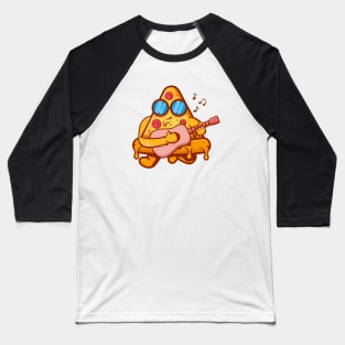 Cool Pizza Playing Guitar Baseball T-Shirt